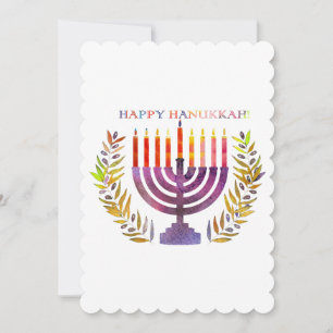 Feliz tarjeta de felicitación plana Hannukah