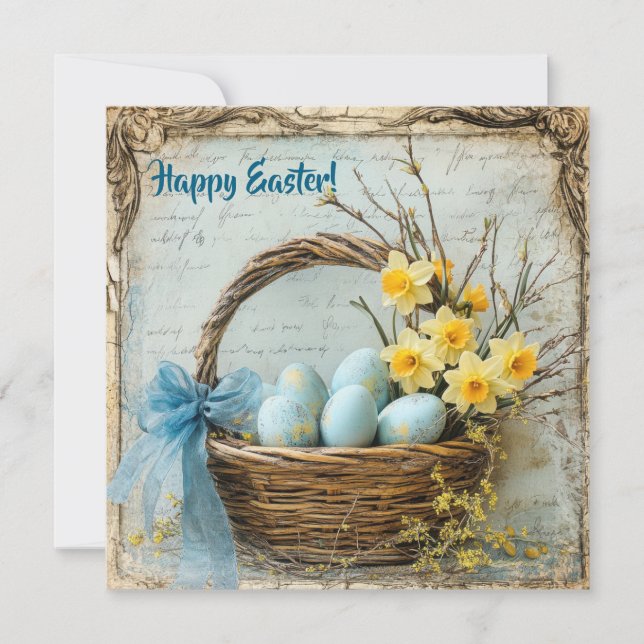 Feliz tarjeta de felicitación vintage de Pascua (Anverso)
