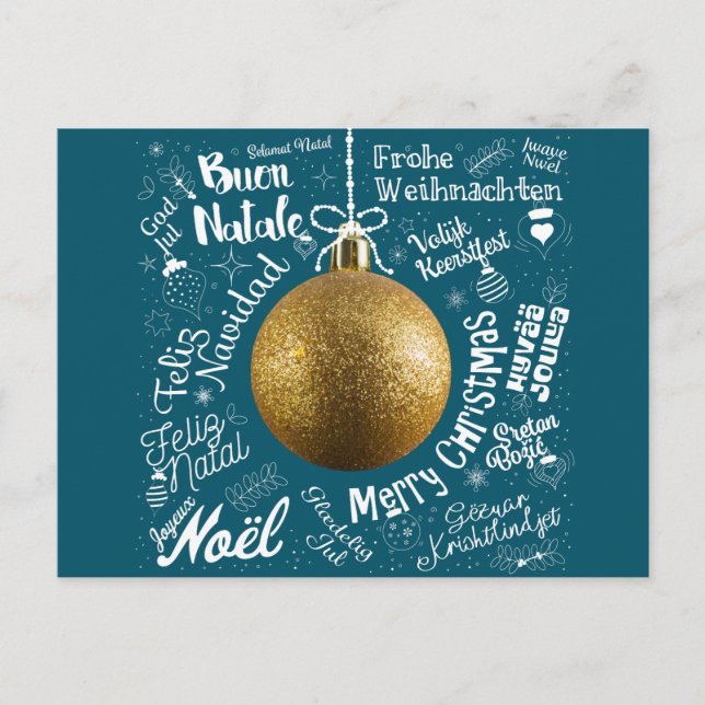 Feliz tarjeta de felicitaciones navideñas del mund (Anverso)