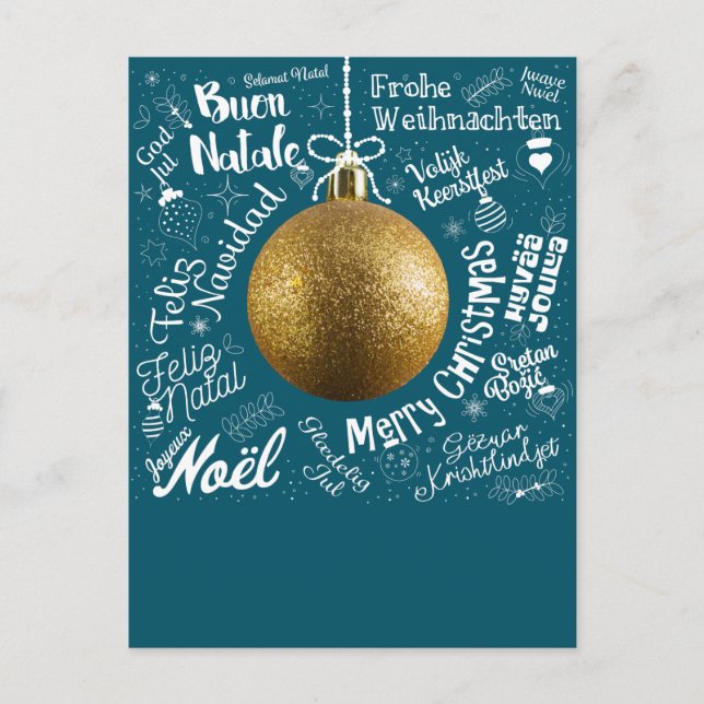 Feliz tarjeta de felicitaciones navideñas del mund (Anverso)