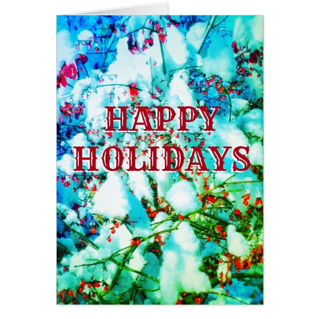 FELIZ TARJETA DE FESTIVOS VACACIONES ROJAS BERRIES (Frente)