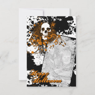 feliz tarjeta de fotos de Halloween: cráneo hi-fi