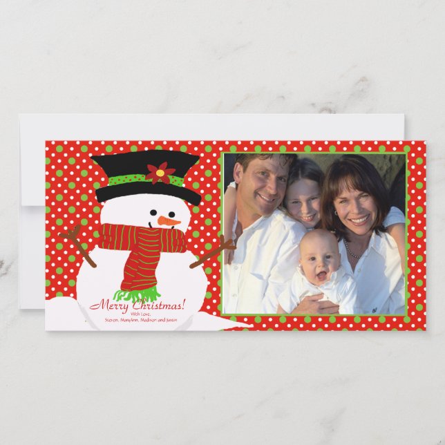 Feliz tarjeta de fotos navideña de la familia Snow (Anverso)