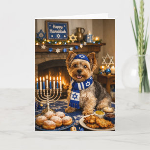 Feliz Tarjeta de Hanukkah para Yorkie – Adorable T