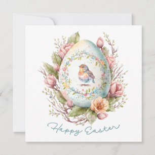 Feliz Tarjeta de Huevo de Pascua Floral de Pascua