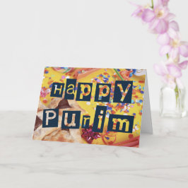 Feliz Tarjeta de la Colorida Fiesta Judía de Purim
