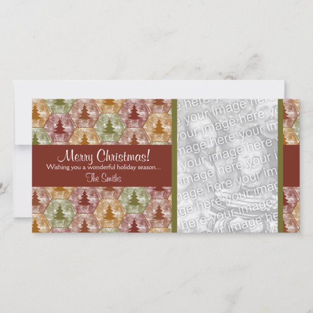 Feliz tarjeta de la foto de los árboles de navidad (Anverso)