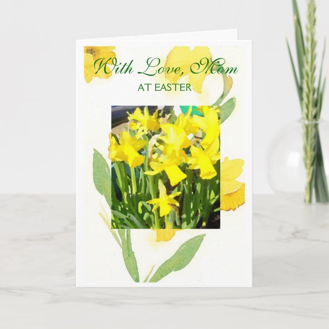 Feliz tarjeta de mamá de Pascua - Daffodils (Anverso)