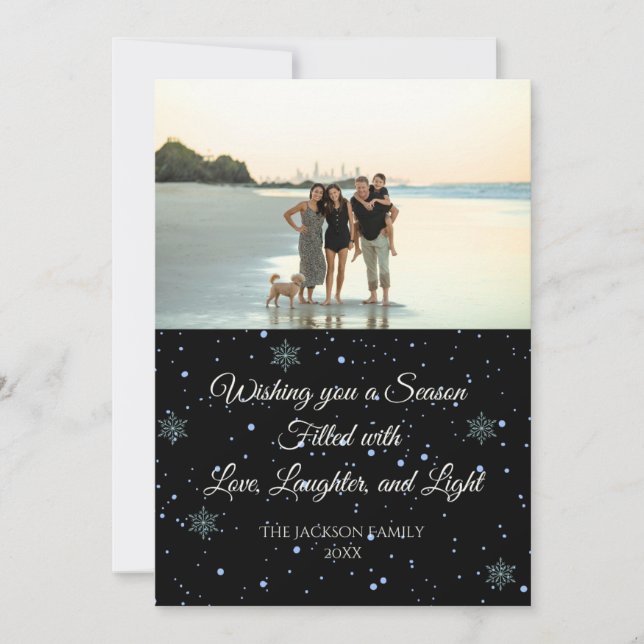 Feliz tarjeta de Navidad con copas de nieve (Anverso)