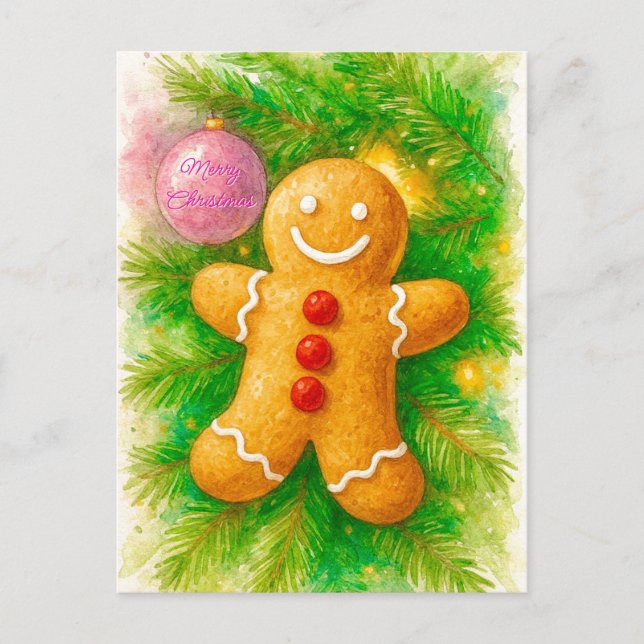 Feliz Tarjeta de Navidad de Pan de Jengibre (Anverso)