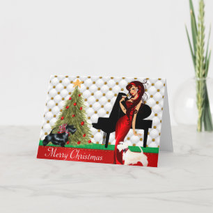 Feliz tarjeta de Navidad de una mujer sofisticada