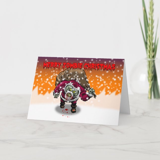 Feliz tarjeta de Navidad del zombi (Anverso)