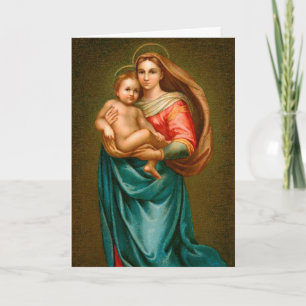 Feliz tarjeta de Navidad Madonna y niño