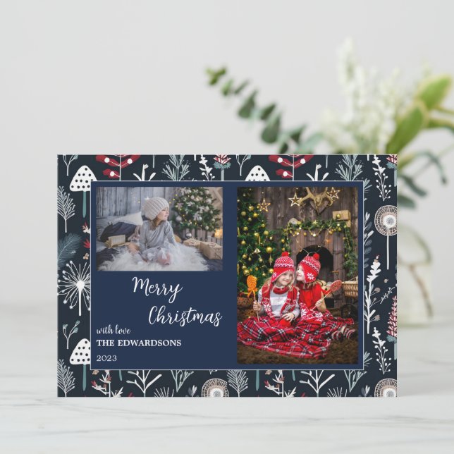 Feliz tarjeta de Navidades de fotos de la familia  (Anverso de pie)