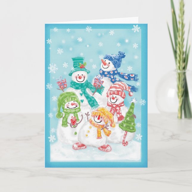 Feliz tarjeta de Navidades retro de Snowman (Anverso)