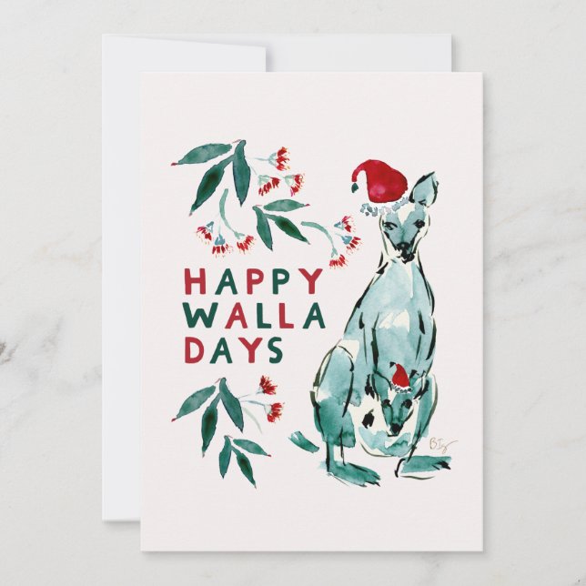 FELIZ Tarjeta de Navidades WALLADAYS Wallaby (Anverso)
