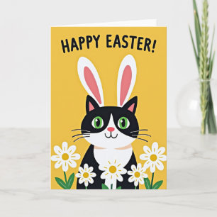 Feliz tarjeta de Pascua de gatito de primavera
