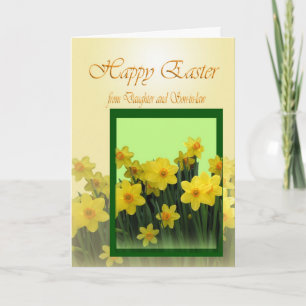 Feliz tarjeta de Pascua de hija e hijo en la ley