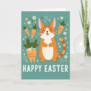 Feliz tarjeta de Pascua felina de primavera