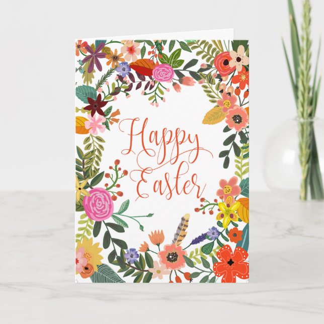 Feliz tarjeta de Pascua floral moderna (Anverso)
