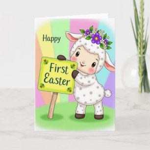 Feliz tarjeta de primer cordero de Pascua