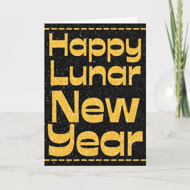 Feliz tarjeta de Purpurina de Año Nuevo Lunar (Anverso)