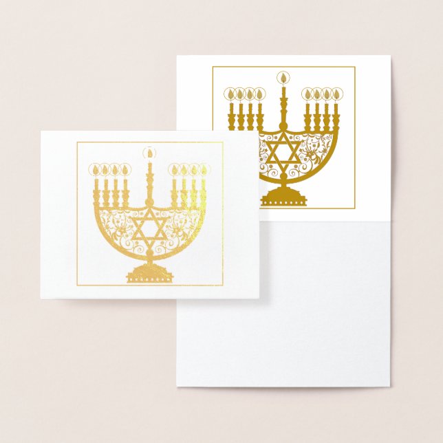 FELIZ Tarjeta de Relieve metalizado dorado HANUKKA (Demostración)