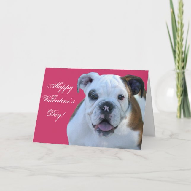 Feliz tarjeta de saludo de Bulldog de San Valentín (Anverso)