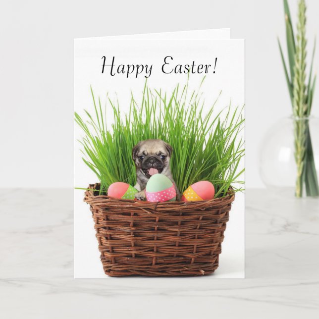Feliz tarjeta de saludo de cachorro de pascua (Anverso)