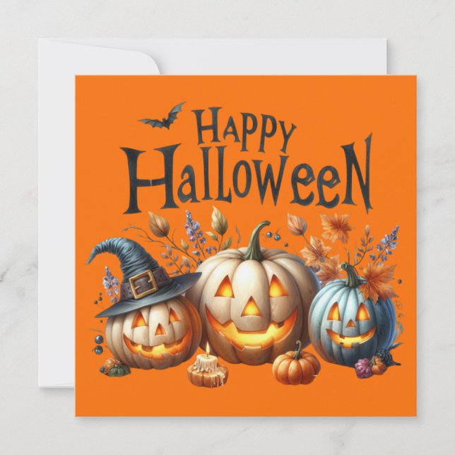 Feliz tarjeta de saludo de Halloween (Anverso)