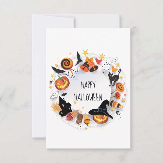 Feliz tarjeta de saludo de Halloween (Anverso)