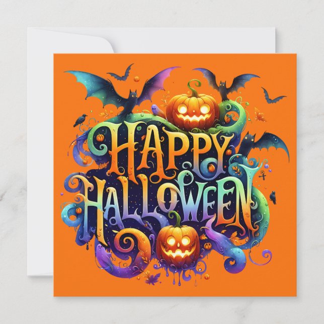 Feliz tarjeta de saludo de Halloween (Anverso)