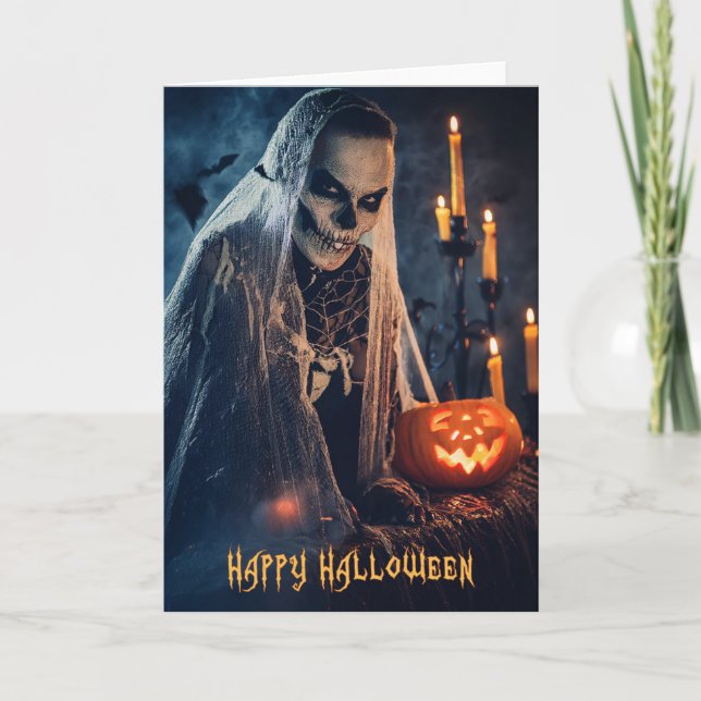 Feliz tarjeta de saludo de Halloween (Anverso)