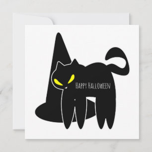 Feliz tarjeta de saludo de Halloween Gato negro
