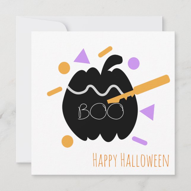 Feliz tarjeta de saludo de Halloween | Talla de ca (Anverso)