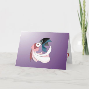 Feliz tarjeta de saludo de la pareja de peces