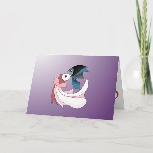 Feliz tarjeta de saludo de la pareja de peces (Anverso)