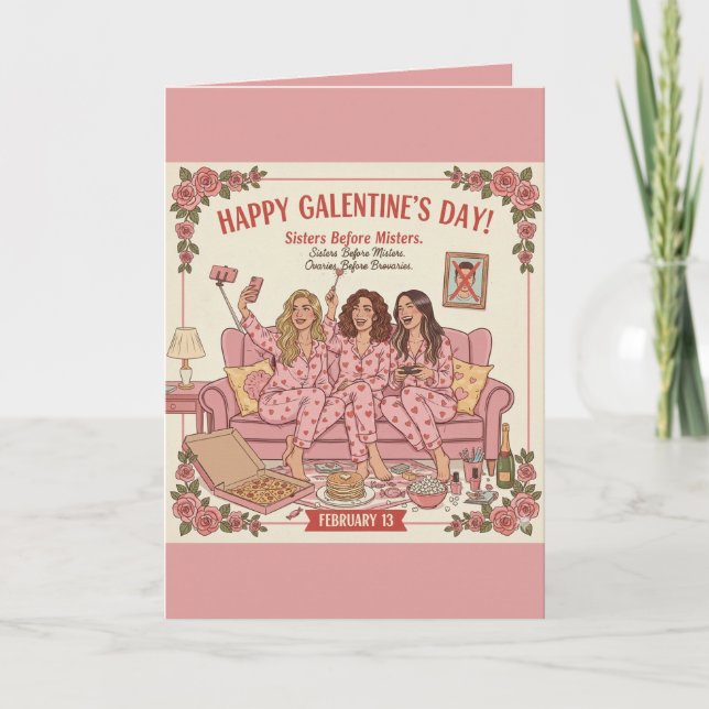 Feliz tarjeta de saludo del día de Galentine (Anverso)