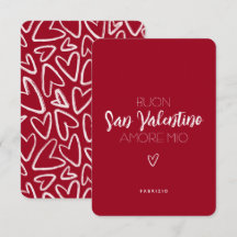 Feliz tarjeta de San Valentín en rojo - italiano