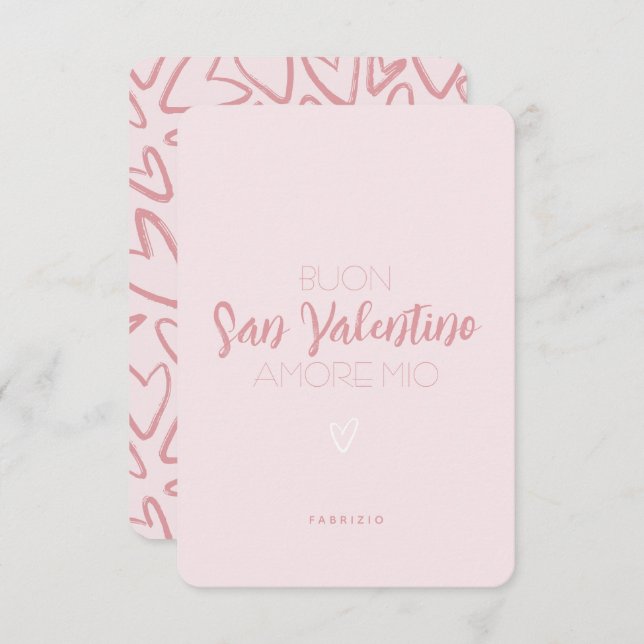 Feliz tarjeta de San Valentín en rosa - italiano (Anverso / Reverso)