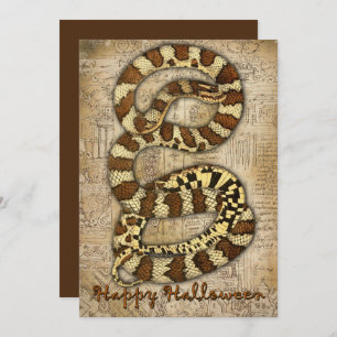 Feliz tarjeta de serpiente macabro de Halloween