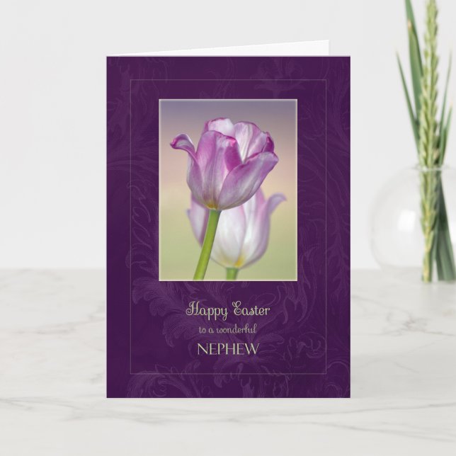 Feliz Tarjeta de sobrino de Pascua / Tulipanes de  (Anverso)