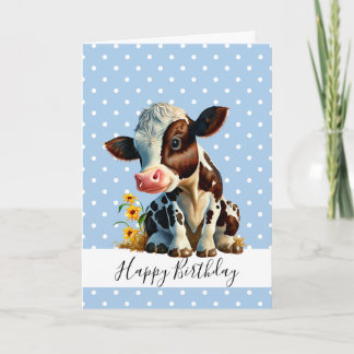 FELIZ TARJETA DE VACA DE CUDO DE CUERO DE CUMPLEAÑ