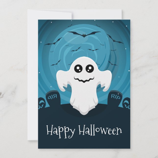 Feliz tarjeta de vacaciones de Halloween con fanta (Anverso)