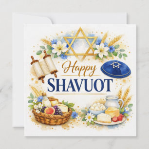 Feliz tarjeta de vacaciones judías de Shavuot, dec