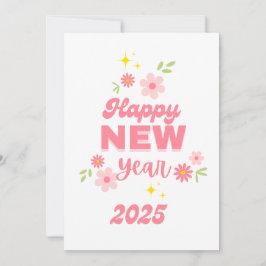 FELIZ tarjeta de vacaciones rosa de AÑO NUEVO 2025