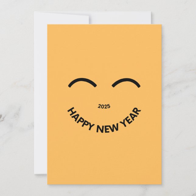 FELIZ tarjeta de vacaciones sonrientes de Año Nuev (Anverso)