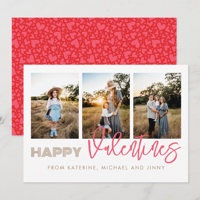 Feliz tarjeta familiar de Collage de fotos Valenti (Anverso / Reverso)