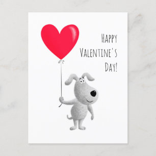 Feliz tarjeta navideña de perro del corazón rojo d