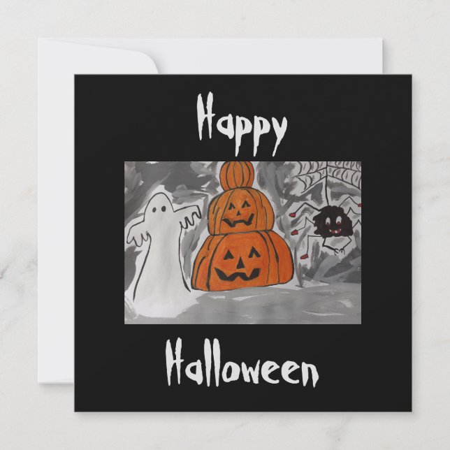 Feliz tarjeta plana de Halloween (Anverso)